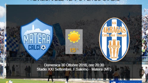 CALCIO - Il Meteo per Matera vs Akragas del 30 Ottobre 2016